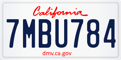 CA license plate 7MBU784