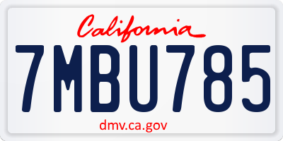 CA license plate 7MBU785