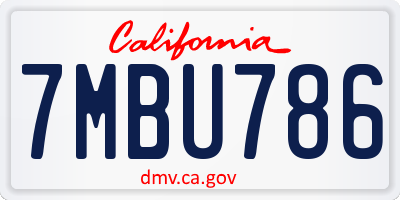 CA license plate 7MBU786