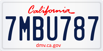CA license plate 7MBU787