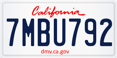 CA license plate 7MBU792