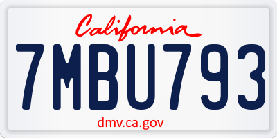 CA license plate 7MBU793