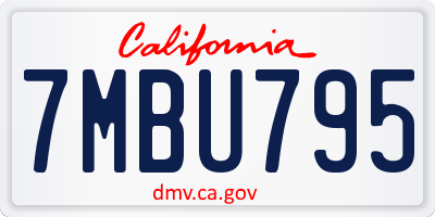 CA license plate 7MBU795