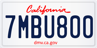 CA license plate 7MBU800
