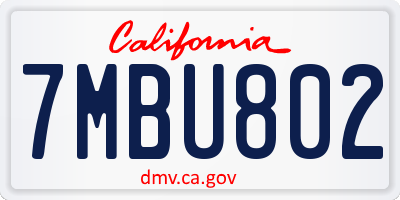 CA license plate 7MBU802