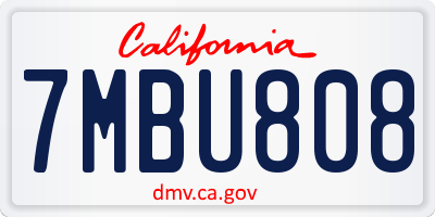 CA license plate 7MBU808