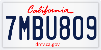 CA license plate 7MBU809