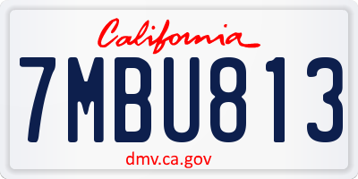 CA license plate 7MBU813