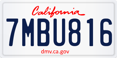 CA license plate 7MBU816