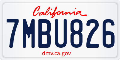 CA license plate 7MBU826