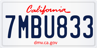 CA license plate 7MBU833