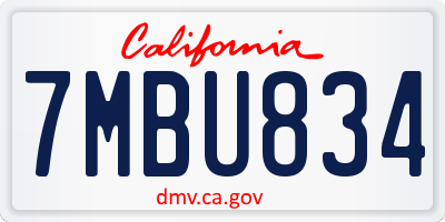 CA license plate 7MBU834