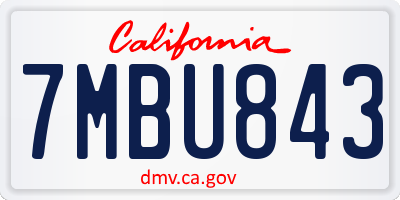 CA license plate 7MBU843