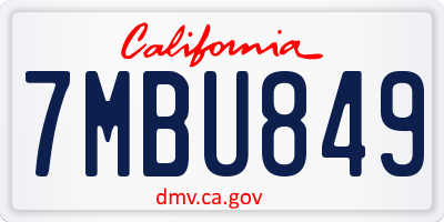 CA license plate 7MBU849