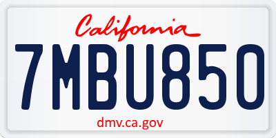 CA license plate 7MBU850