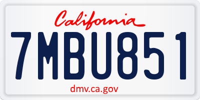 CA license plate 7MBU851