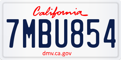 CA license plate 7MBU854