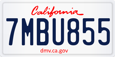 CA license plate 7MBU855