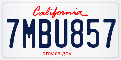 CA license plate 7MBU857