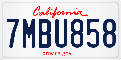 CA license plate 7MBU858