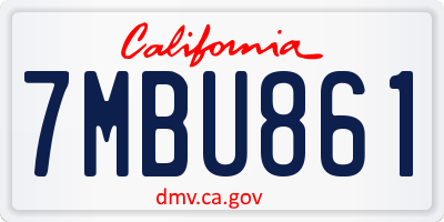 CA license plate 7MBU861