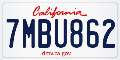 CA license plate 7MBU862
