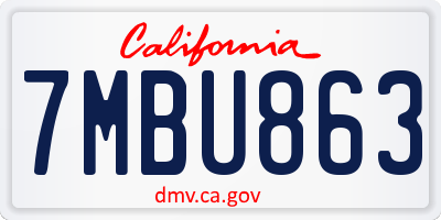 CA license plate 7MBU863