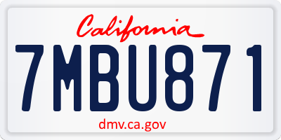 CA license plate 7MBU871