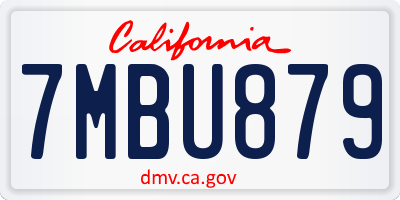 CA license plate 7MBU879