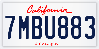 CA license plate 7MBU883