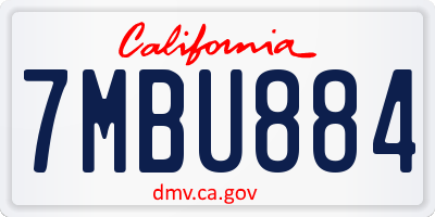 CA license plate 7MBU884