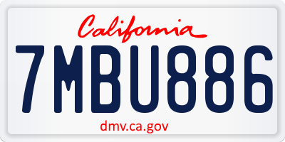 CA license plate 7MBU886