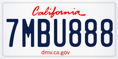 CA license plate 7MBU888