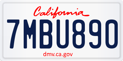 CA license plate 7MBU890