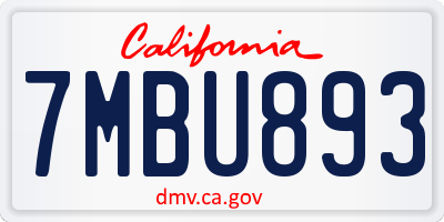 CA license plate 7MBU893