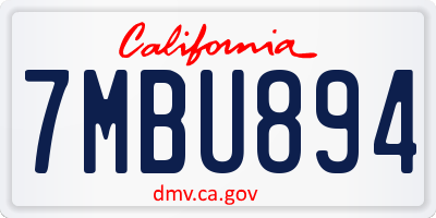 CA license plate 7MBU894