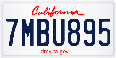 CA license plate 7MBU895