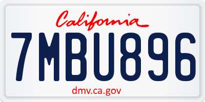 CA license plate 7MBU896