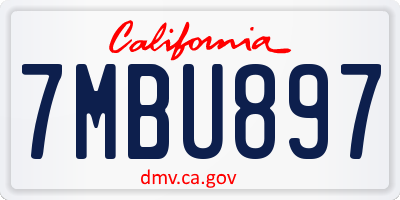 CA license plate 7MBU897
