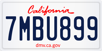 CA license plate 7MBU899