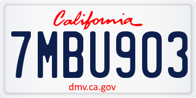 CA license plate 7MBU903