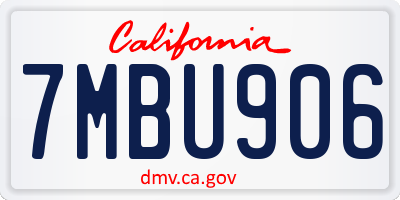 CA license plate 7MBU906
