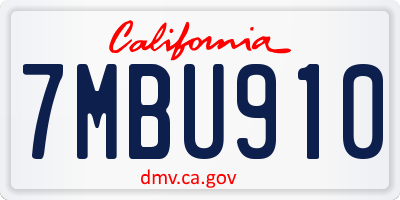CA license plate 7MBU910