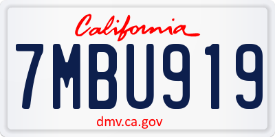 CA license plate 7MBU919