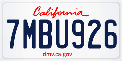 CA license plate 7MBU926