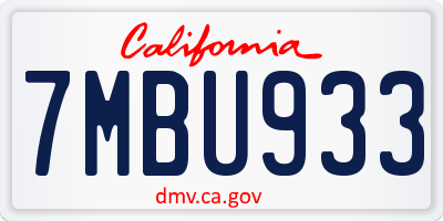 CA license plate 7MBU933