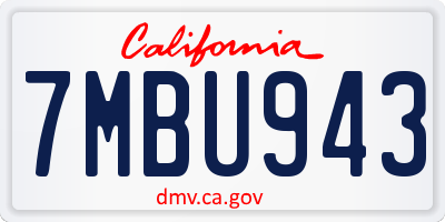 CA license plate 7MBU943