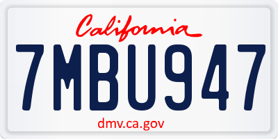 CA license plate 7MBU947