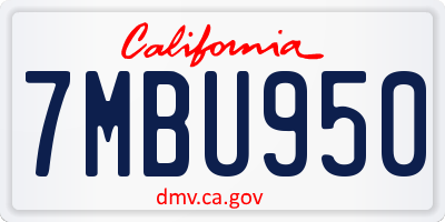 CA license plate 7MBU950