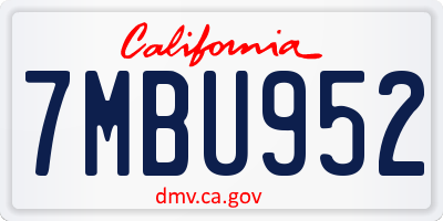 CA license plate 7MBU952